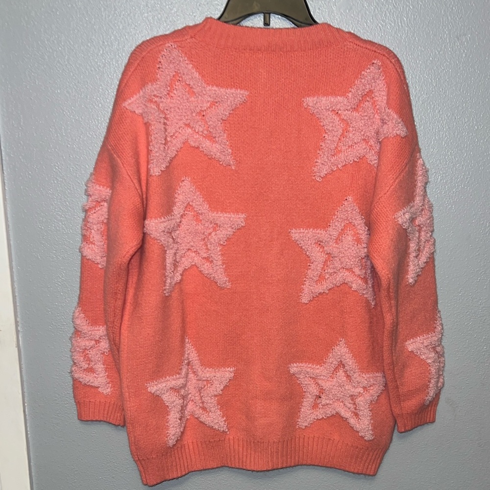 Sale🚨Women's Star Patterned Pink Cardigan - Picture 4 of 7